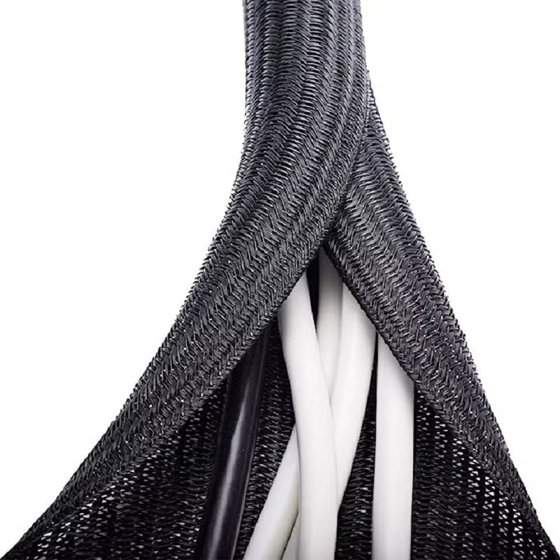1M 3M 5M Braided Cable Sleeve PET Nylon Wrapping Cable Casing Cable Sleeves Wire for Desk PC TV Wire Protector Cable Wrap Cover