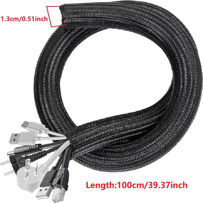 1M 3M 5M Braided Cable Sleeve PET Nylon Wrapping Cable Casing Cable Sleeves Wire for Desk PC TV Wire Protector Cable Wrap Cover