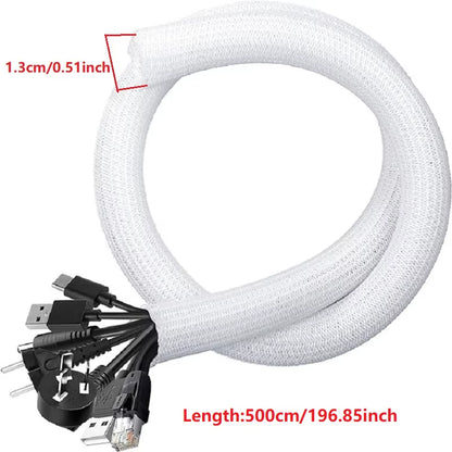 1M 3M 5M Braided Cable Sleeve PET Nylon Wrapping Cable Casing Cable Sleeves Wire for Desk PC TV Wire Protector Cable Wrap Cover