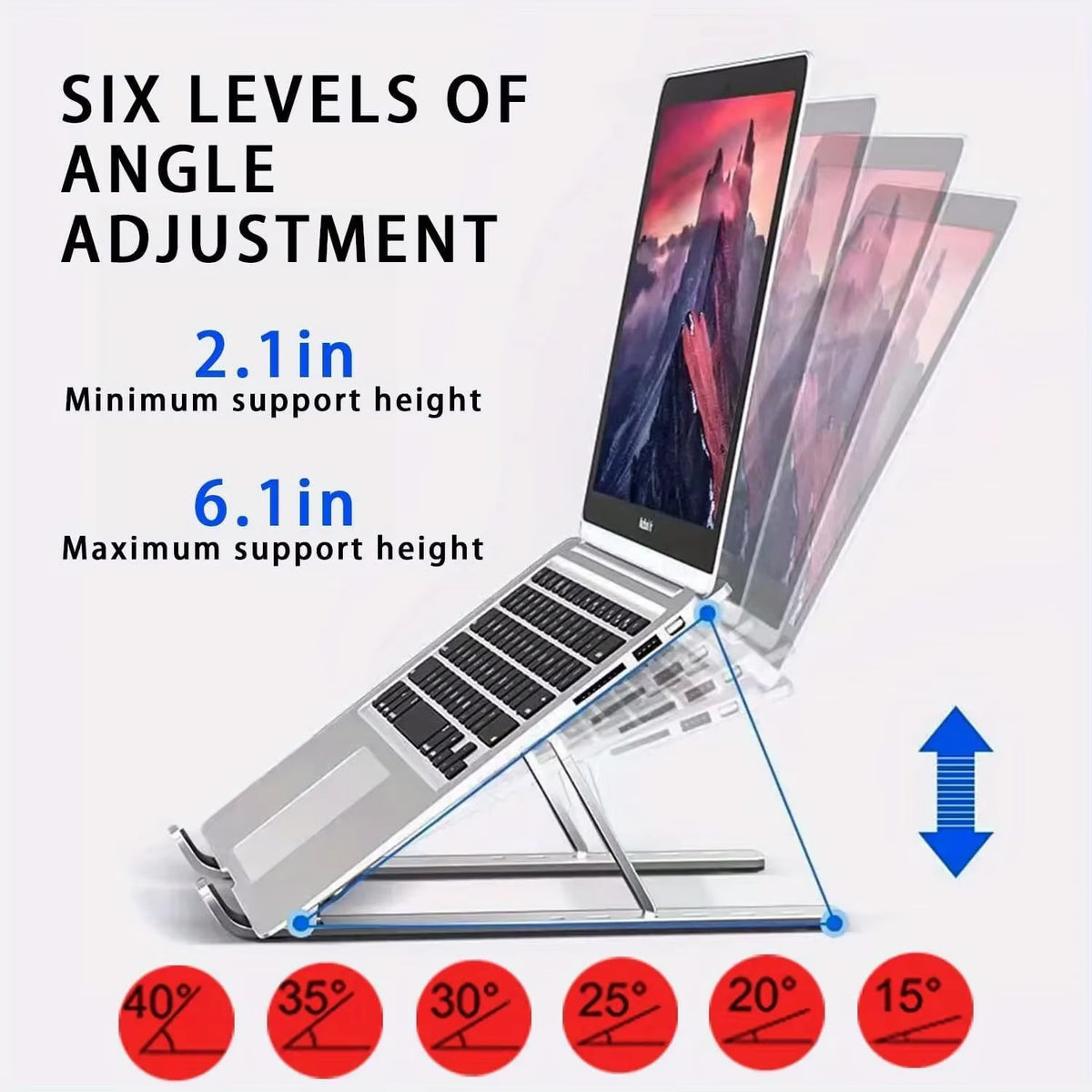 Foldable Aluminum Laptop Stand – 6 Height Levels