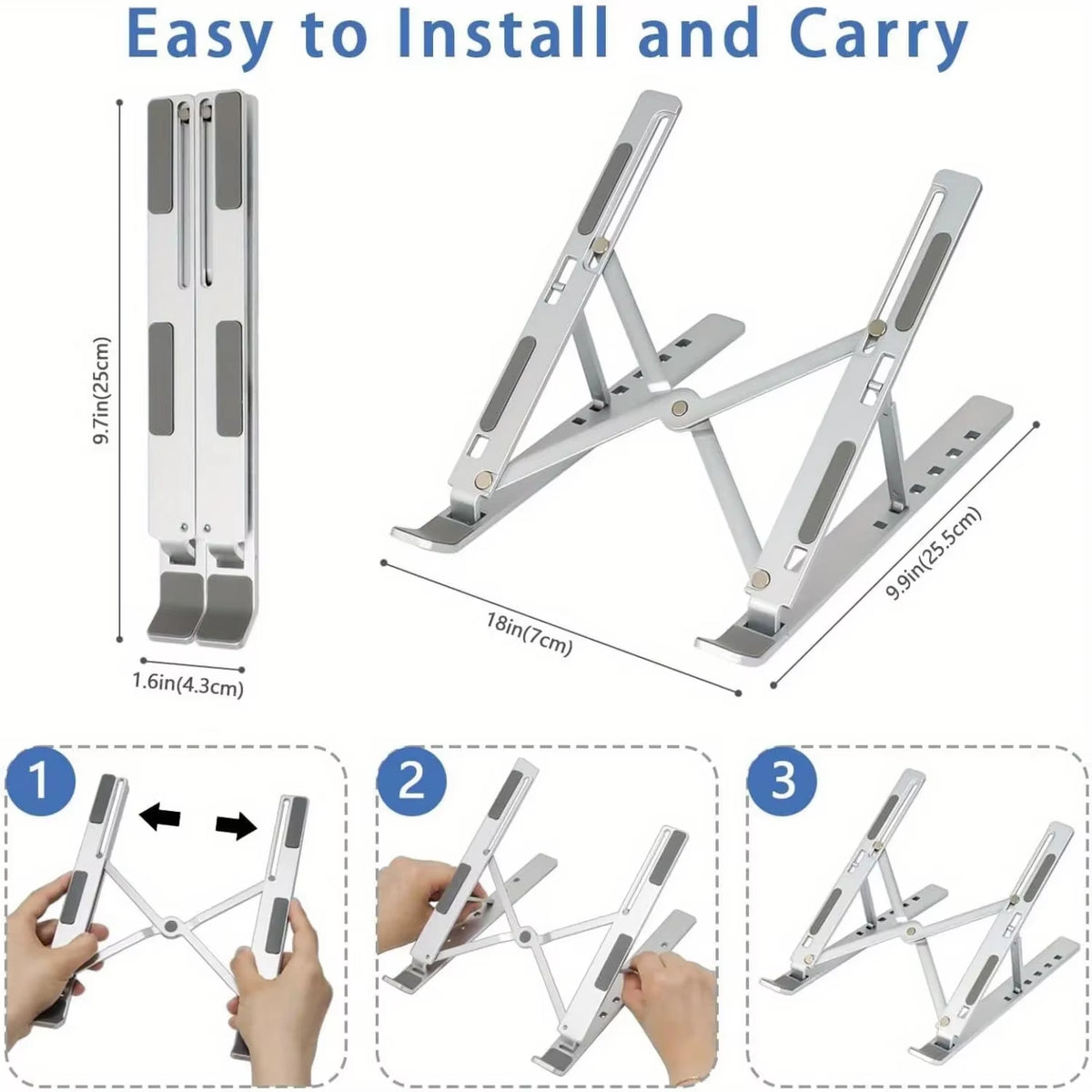 Foldable Aluminum Laptop Stand – 6 Height Levels